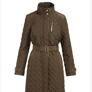 Belted Coke Hahn Quilted Coat. Used. Olive Green. Size M